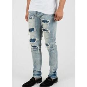 NWT Platini Men's Distressed Rhinestone Jeans Size 36/31